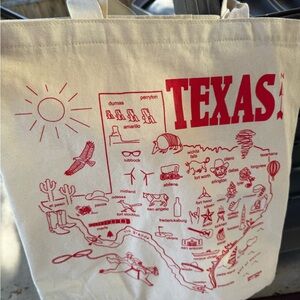 Texas Themed Tote Bag - Red and Cream